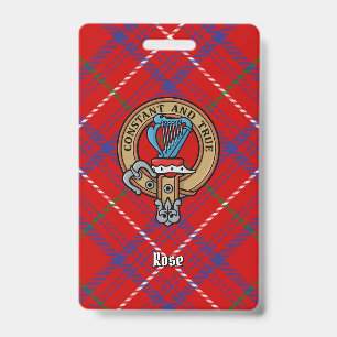 Clan Rose-Wappen über Tartan Ausweis