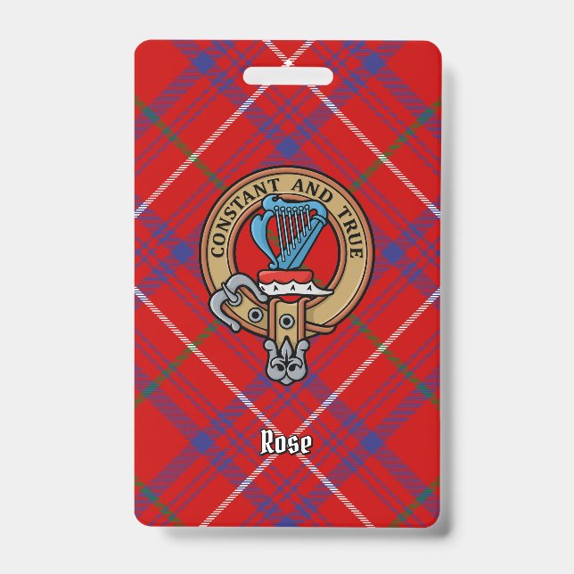 Clan Rose Wappen über Tartan Ausweis (Vorderseite)