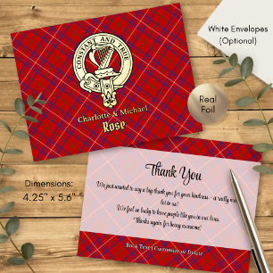 Clan Rose Wappen über Tartan Folie Einladungspostkarte