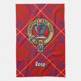 Clan Rose Wappen über Tartan Geschirrtuch