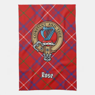 Clan Rose Wappen über Tartan Geschirrtuch