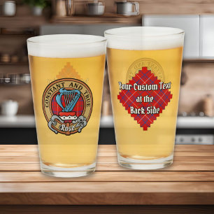 Clan Rose Wappen über Tartan Glas