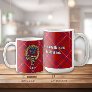 Clan Rose Wappen über Tartan Kaffeetasse