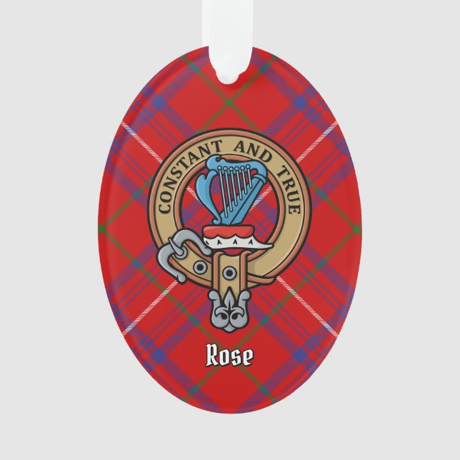 Clan Rose Wappen über Tartan Ornament (Vorderseite)