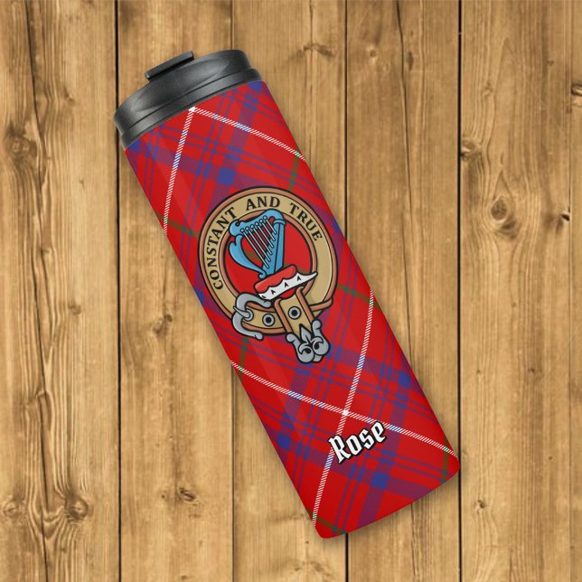 Clan Rose Wappen über Tartan Thermosbecher (Von Creator hochgeladen)