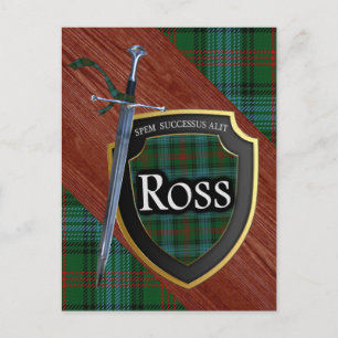 Clan Ross Tartan Sword & Shield Postkarte