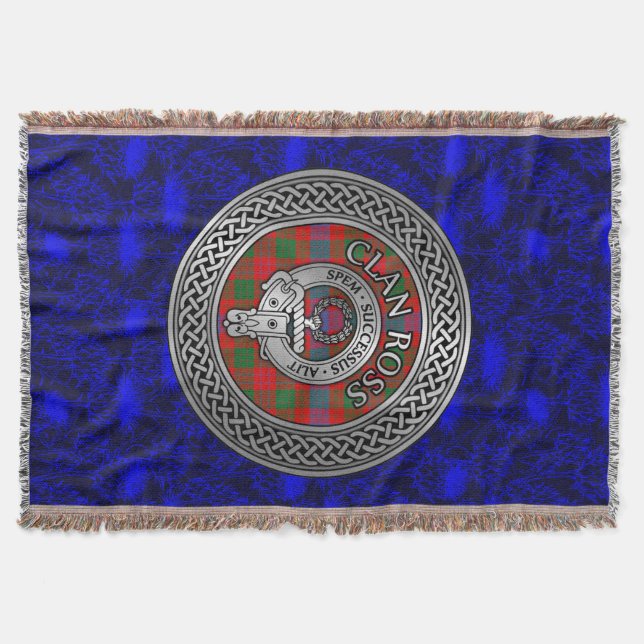 Clan Ross Wappen & Tartan Knot Decke (Vorderseite)
