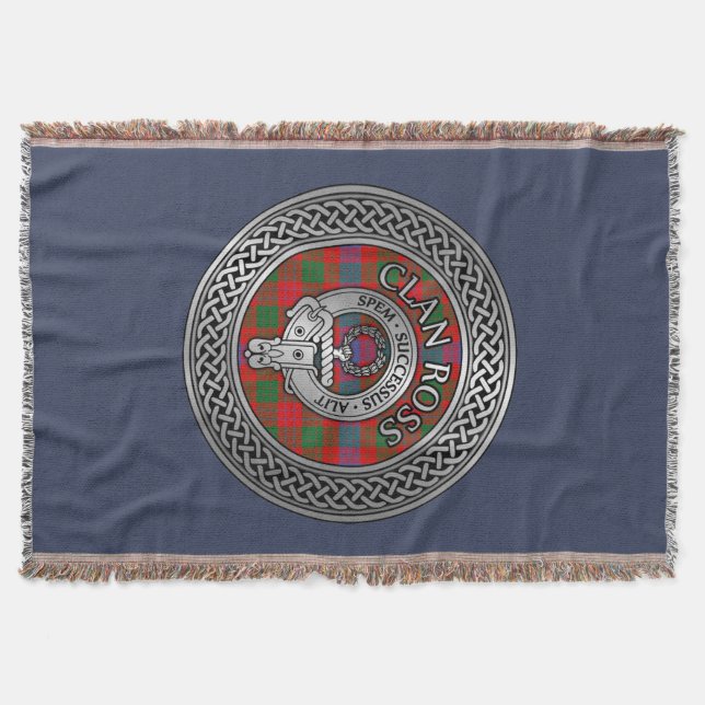Clan Ross Wappen & Tartan Knot Decke (Vorderseite)