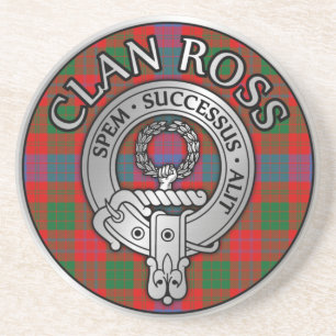 Clan Ross Wappen & Tartan Knot Getränkeuntersetzer