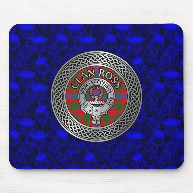 Clan Ross Wappen & Tartan Knot Mousepad (Vorne)