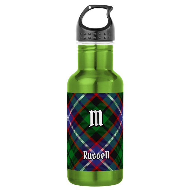Clan Russell Tartan Edelstahlflasche (Vorderseite)