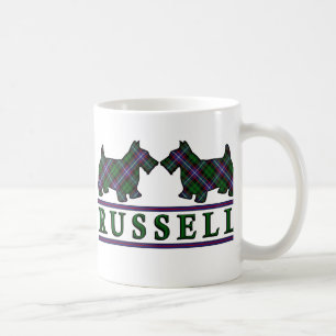 Clan Russell Tartan Scottish Scottie Dogs Tasse