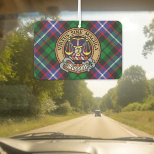 Clan Russell-Wappen über Tartan Autolufterfrischer