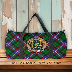 Clan Russell-Wappen über Tartan Duffle Bag