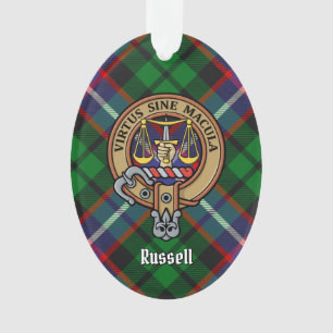 Clan Russell-Wappen über Tartan Ornament