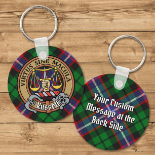 Clan Russell-Wappen über Tartan Schlüsselanhänger