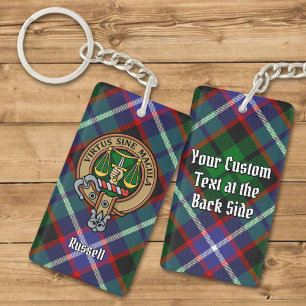 Clan Russell-Wappen über Tartan Schlüsselanhänger