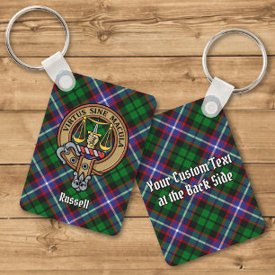 Clan Russell-Wappen über Tartan Schlüsselanhänger