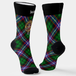 Clan Russell-Wappen über Tartan Socken