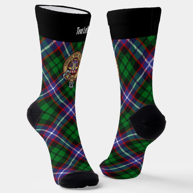Clan Russell-Wappen über Tartan Socken (Gewinkelt)