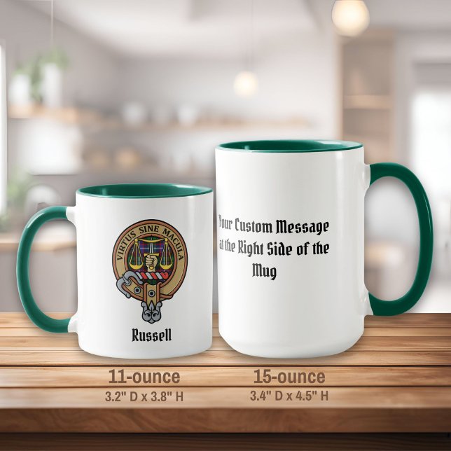 Clan Russell-Wappen über Tartan Tasse (Von Creator hochgeladen)