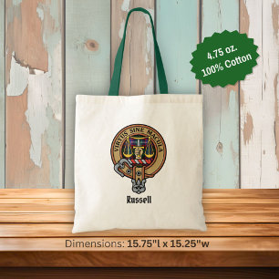 Clan Russell-Wappen über Tartan Tragetasche
