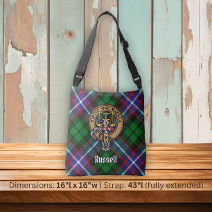 Clan Russell-Wappen über Tartan Tragetaschen Mit Langen Trägern