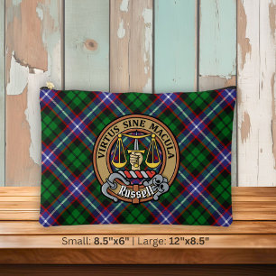 Clan Russell-Wappen über Tartan Zubehörtasche