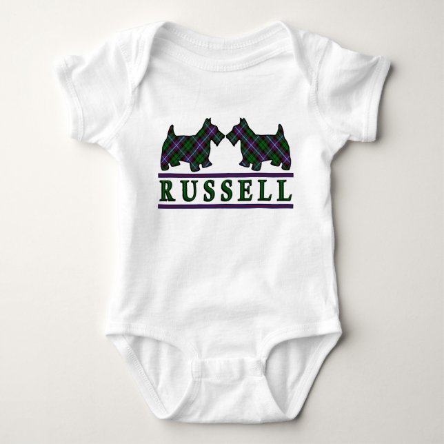 Clan-RussellTartanscottie-Hunde Baby Strampler (Vorderseite)