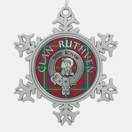 Clan Ruthven Wappen & Tartan Schneeflocken Zinn-Ornament