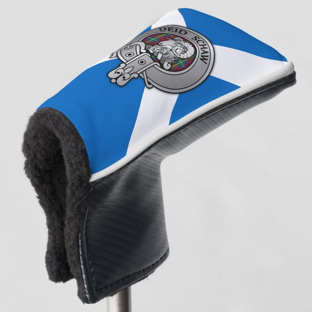 Clan Ruthven Wappen & Tartan über Salreifen Golf Headcover (3/4 Vorderseite)