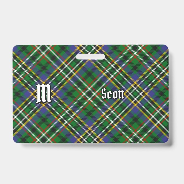 Clan Scott Green Tartan Abzeichen Ausweis (Vorderseite)