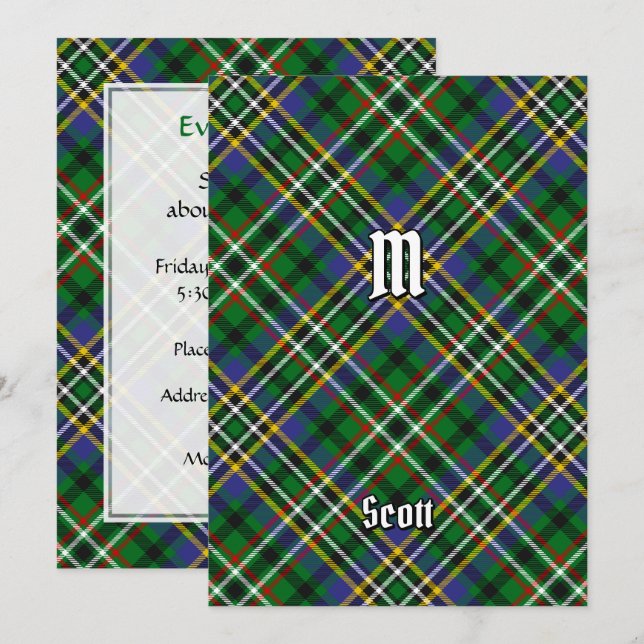 Clan Scott Green Tartan Einladung (Vorne/Hinten)