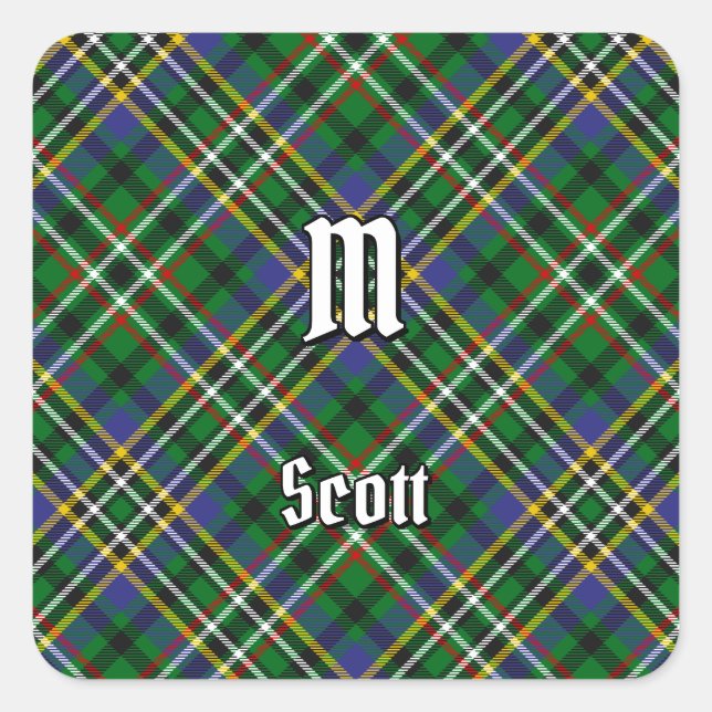Clan Scott Green Tartan Square Sticker (Vorderseite)
