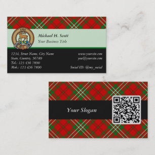 Clan Scott Red Tartan Business Card Visitenkarte