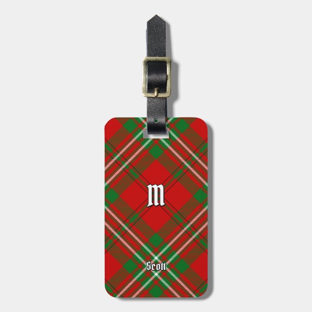 Clan Scott Red Tartan Luggage Tag Gepäckanhänger (Vorderseite vertikal)