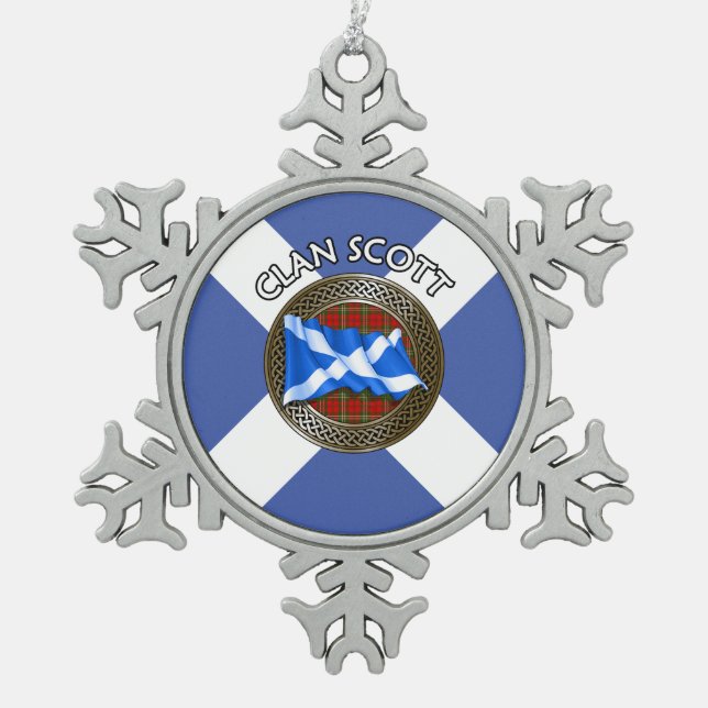 Clan Scott Tartan Schneeflocken Zinn-Ornament (Vorderseite)