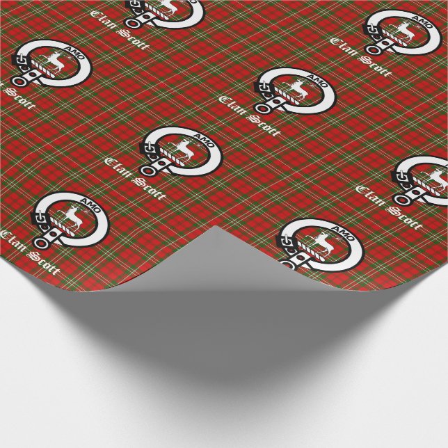 Clan Scott Wappen Abzeichen & Tartan Geschenkpapier (Ecke)