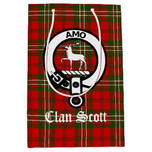 Clan Scott Wappen Abzeichen & Tartan Mittlere Geschenktüte