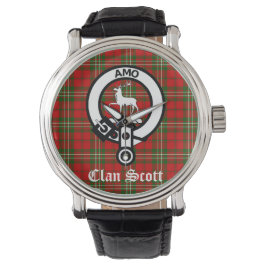 Clan Scott Wappen Abzeichen und Tartan Armbanduhr