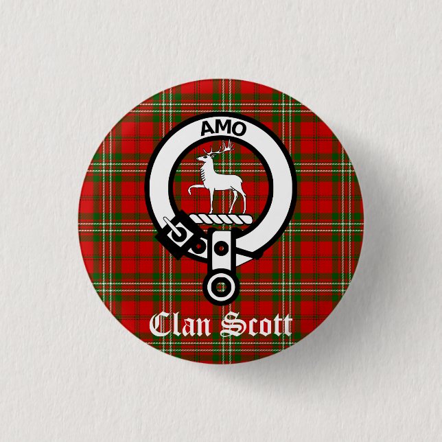 Clan Scott Wappen Abzeichen und Tartan Button (Vorderseite)
