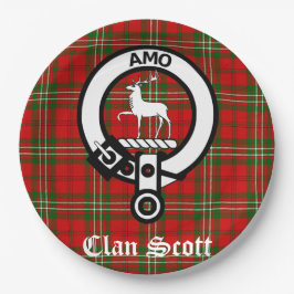 Clan Scott Wappen Abzeichen und Tartan Pappteller