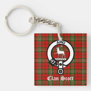 Clan Scott Wappen Abzeichen und Tartan Schlüsselanhänger