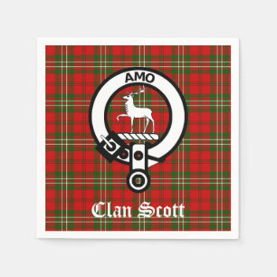 Clan Scott Wappen Abzeichen und Tartan Serviette