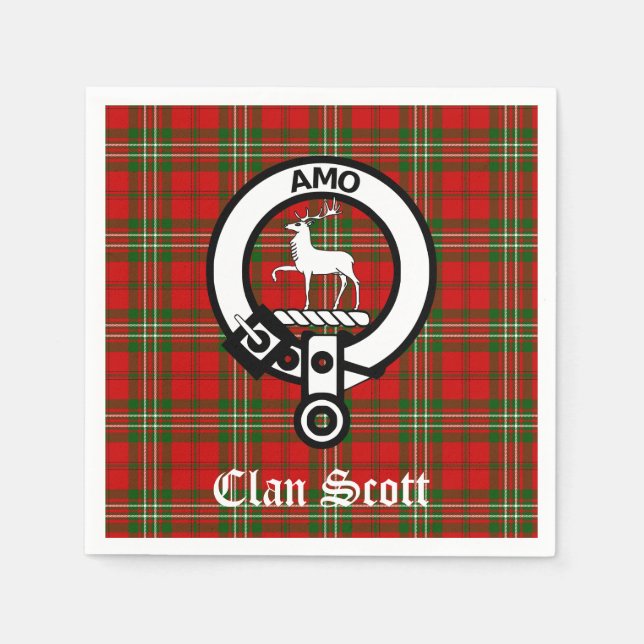 Clan Scott Wappen Abzeichen und Tartan Serviette (Vorderseite)