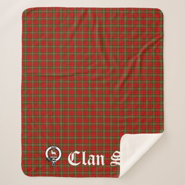 Clan Scott Wappen Abzeichen und Tartan Sherpadecke (Vorderseite)