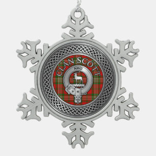Clan Scott Wappen & Tartan Knot Schneeflocken Zinn-Ornament