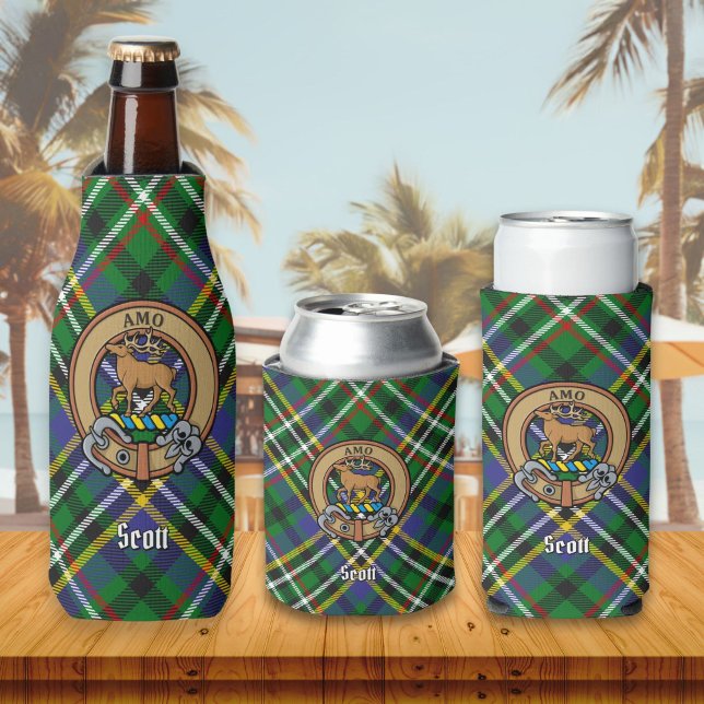 Clan Scott Wappen über Green Tartan Flasche Cooler Flaschenkühler (Von Creator hochgeladen)