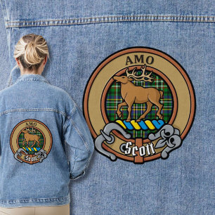 Clan Scott Wappen über Green Tartan Jeansjacke