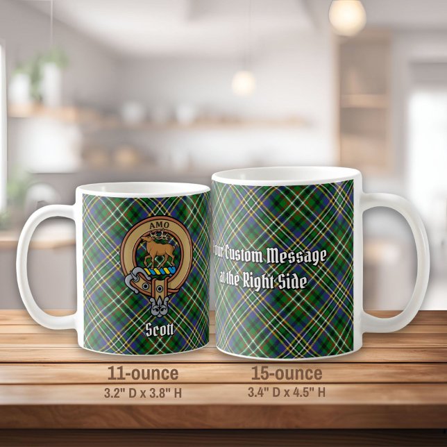 Clan Scott Wappen über Green Tartan Kaffeetasse (Von Creator hochgeladen)